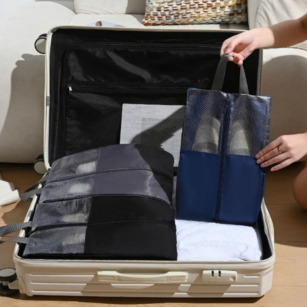 Portable Handheld Shoe Storage Bag Wide Opening Large Capacity Sports Shoe Bag Space Saving Waterproof Shoes Pouch Outdoor Use