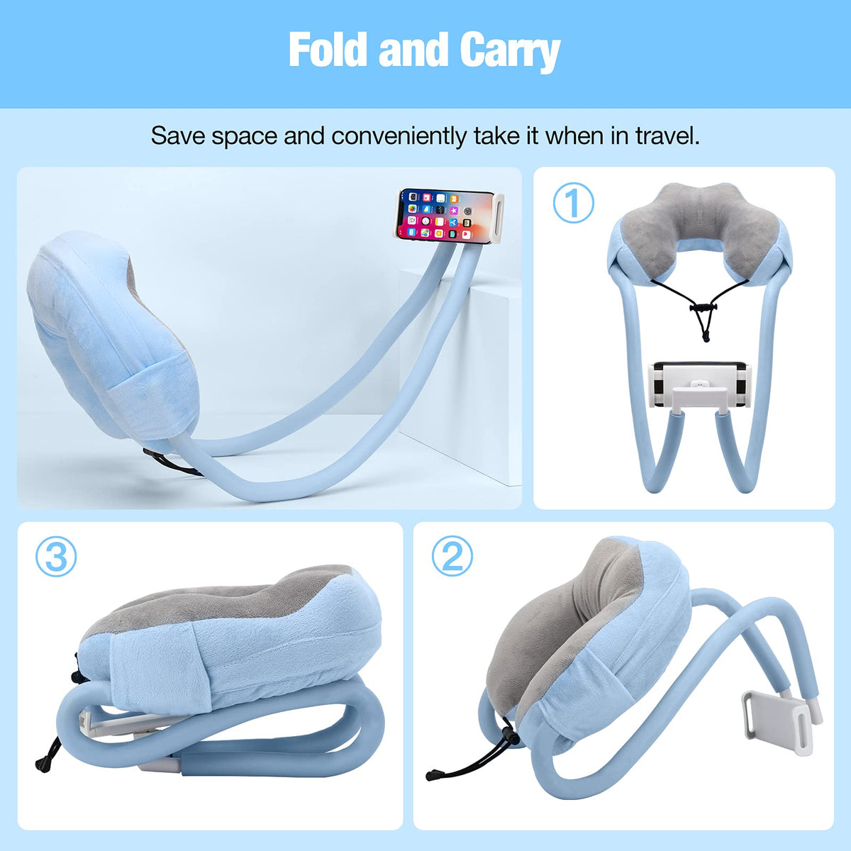 Goodinary® Adjustable Neck Phone Stand & Travel Pillow