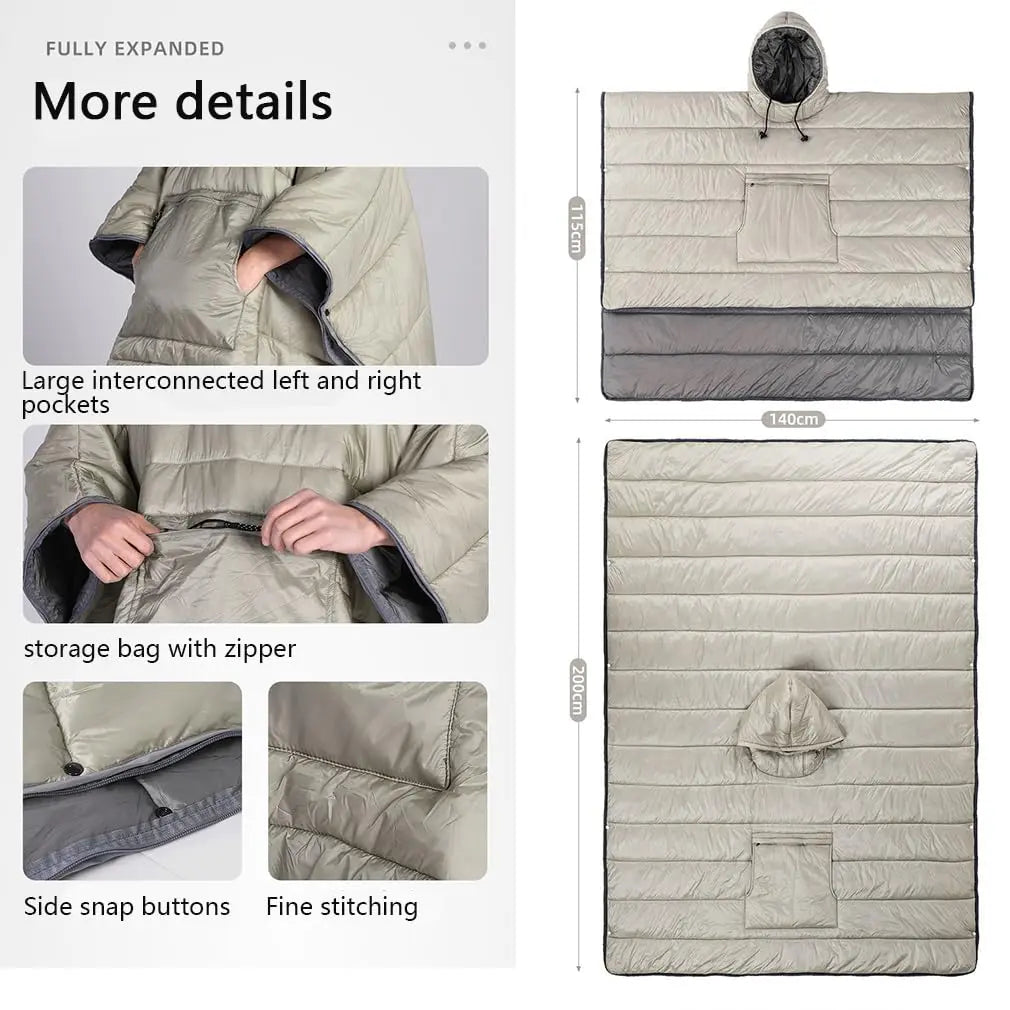 Goodinary® Hooded Camping Blanket Poncho